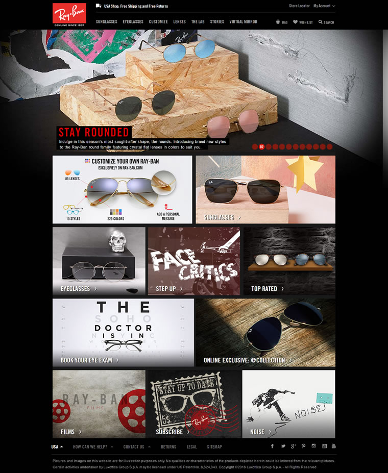 Ray-Ban雷朋美国官网：全球领先的太阳眼镜品牌