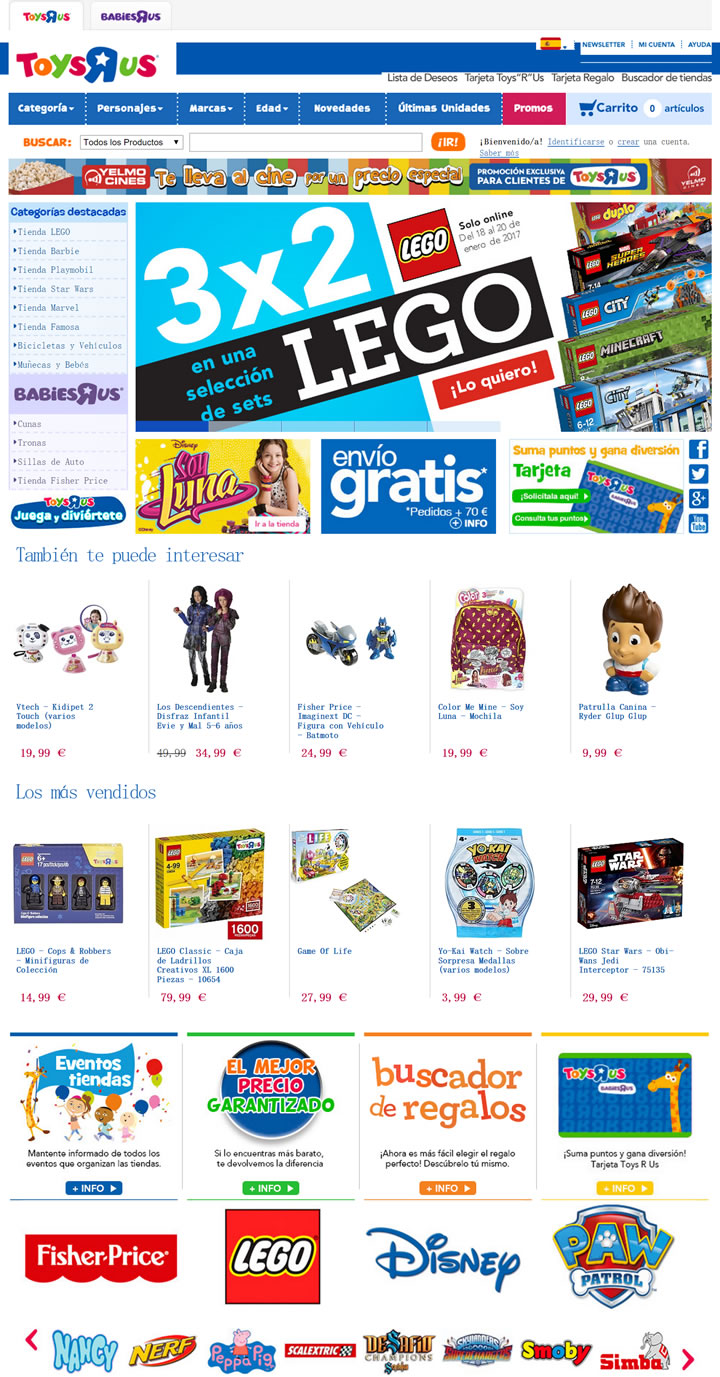 玩具反斗城西班牙网上商城：ToysRUs西班牙