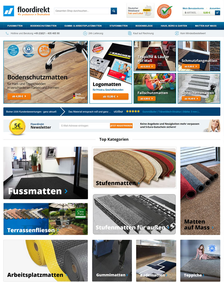 德国垫子和地毯网站：Floordirekt