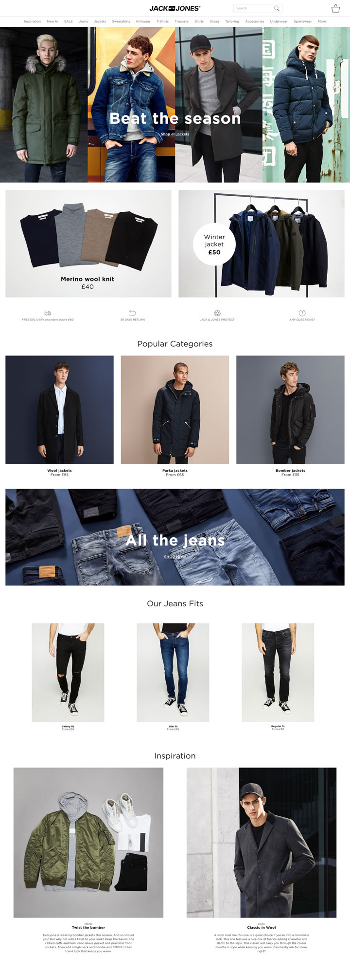 JACK & JONES英国官方网站：欧洲领先的男装生产商
