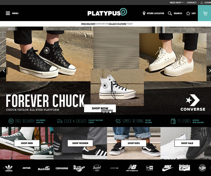 新西兰最大的品牌运动鞋购物网站：Platypus NZ