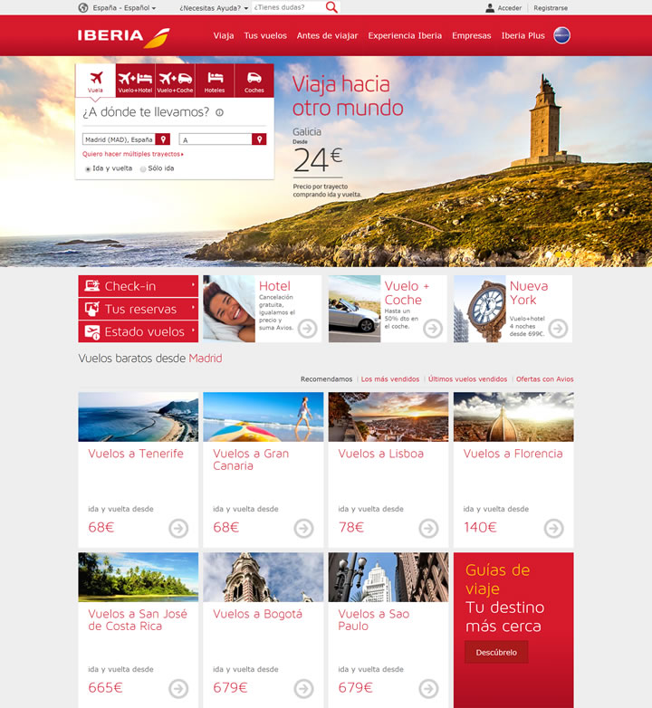 西班牙国家航空官方网站：Iberia