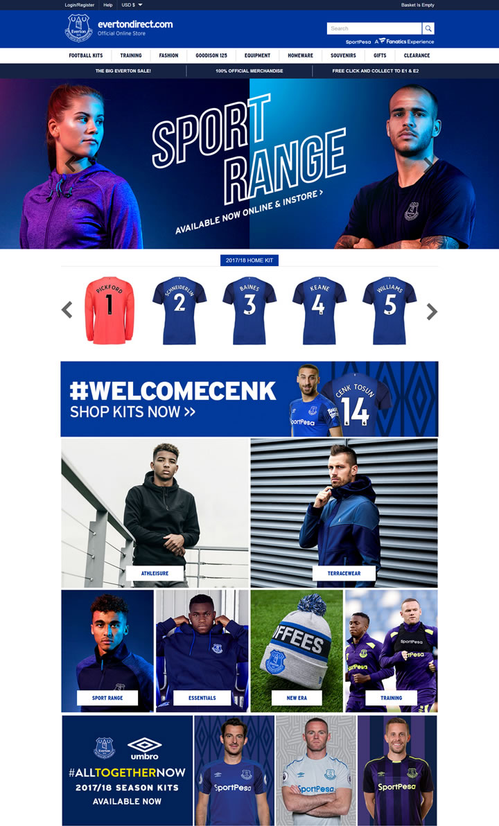 埃弗顿足球俱乐部官方网上商店：Everton Direct