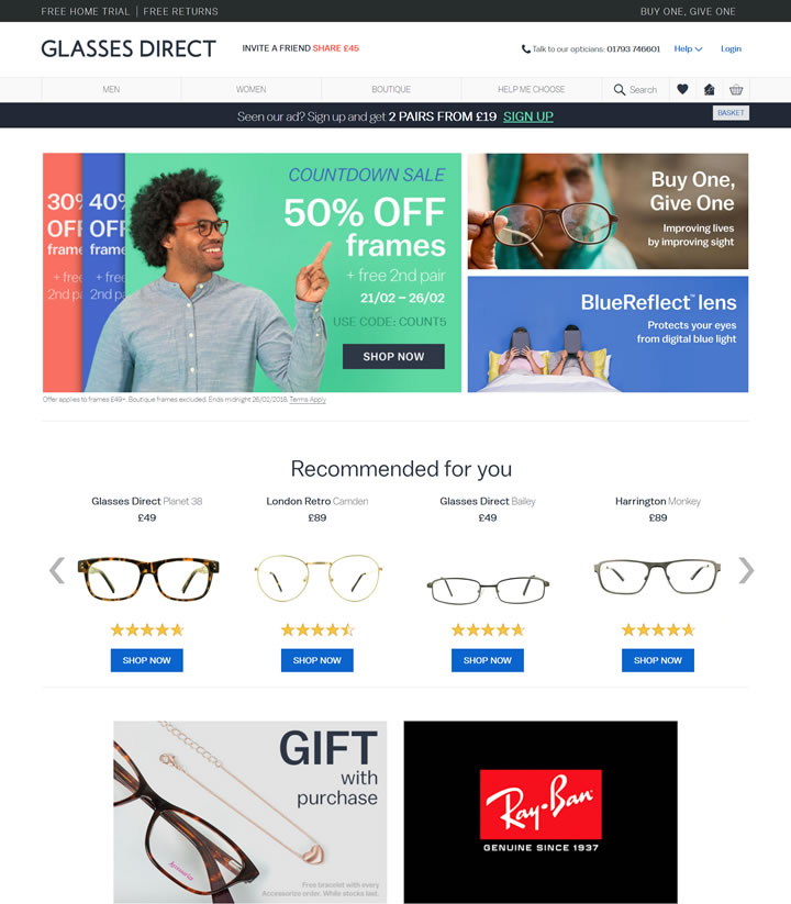 英国第一家领先的在线处方眼镜零售商：Glasses Direct