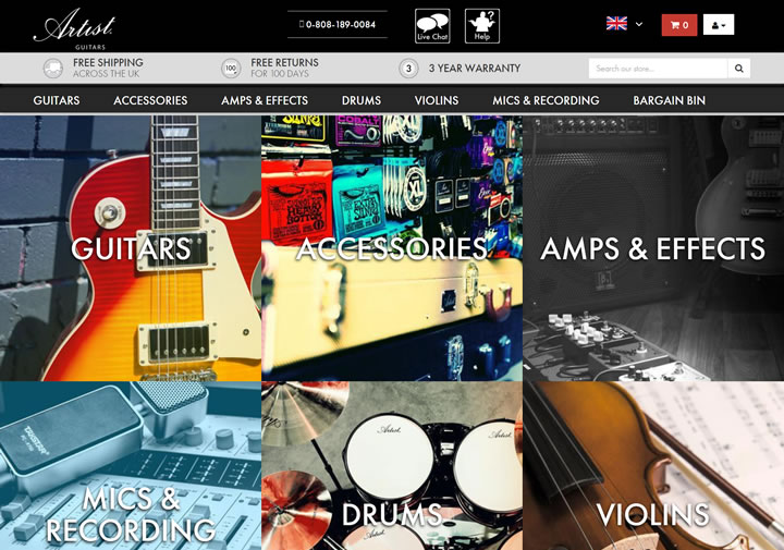 Artist Guitars英国：乐器网上商店