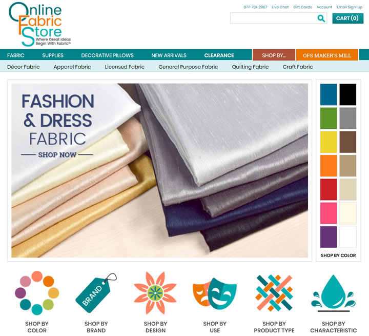 美国在线面料商店：Online Fabric Store