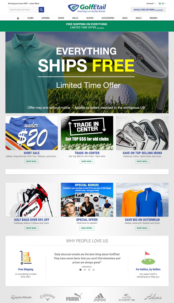 美国领先的折扣高尔夫设备零售商：GolfEtail
