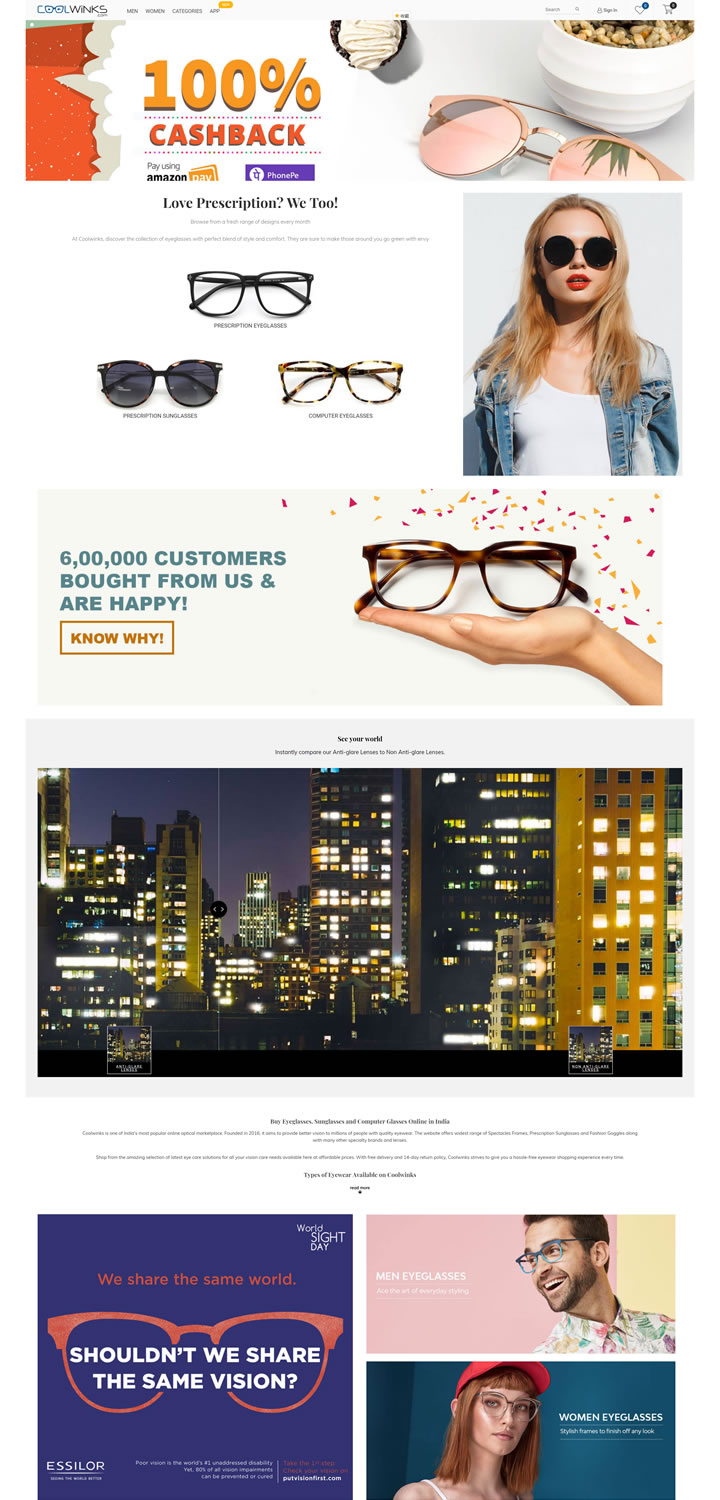 印度购买眼镜和太阳镜网站：Coolwinks