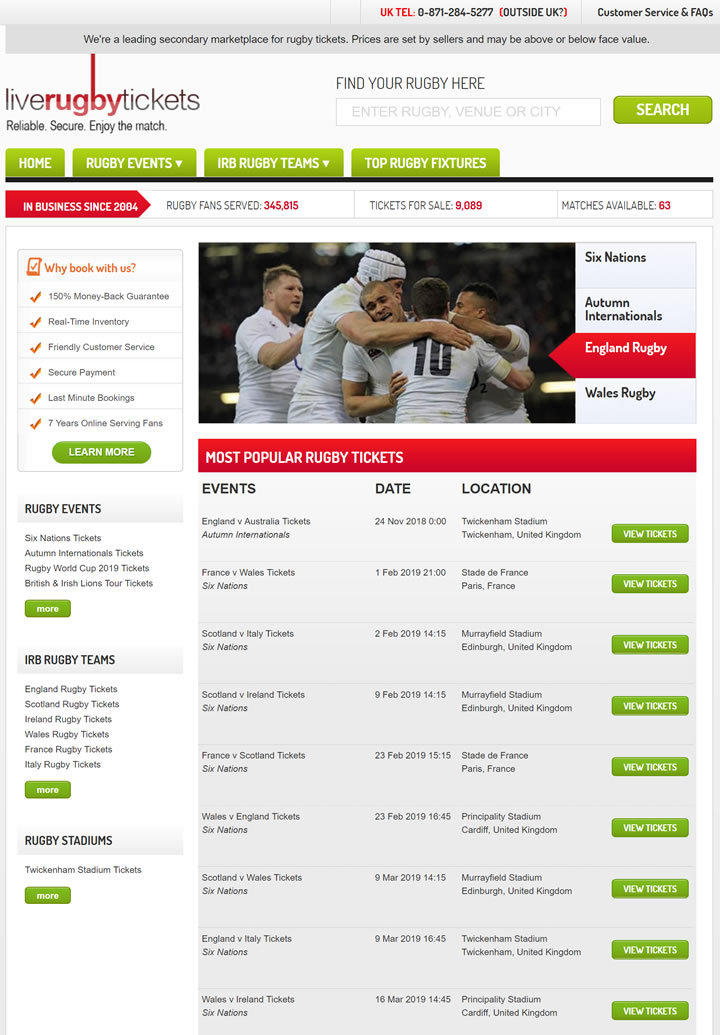 英国最全面的橄榄球联盟门票网站：Live Rugby Tickets