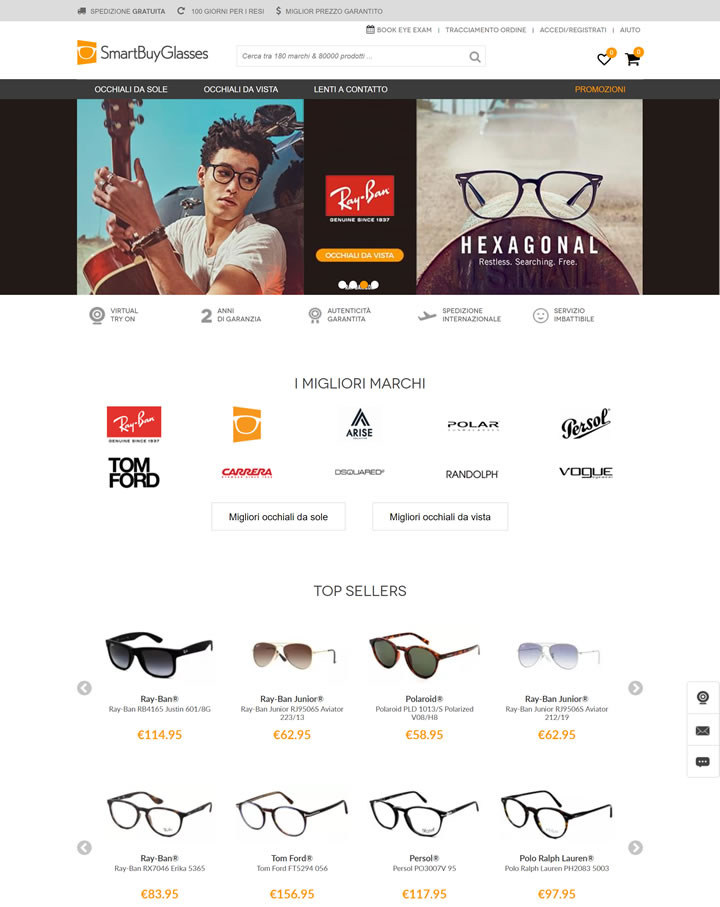 SmartBuyGlasses意大利：购买太阳镜、眼镜和隐形眼镜