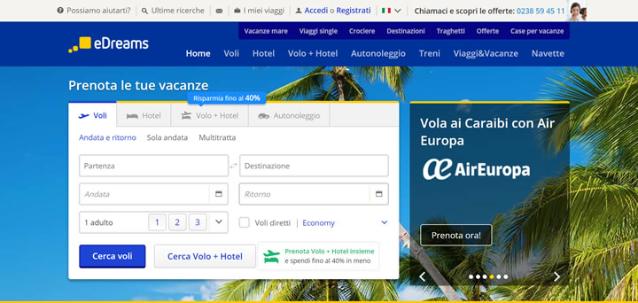 eDreams意大利：南欧领先的在线旅行社