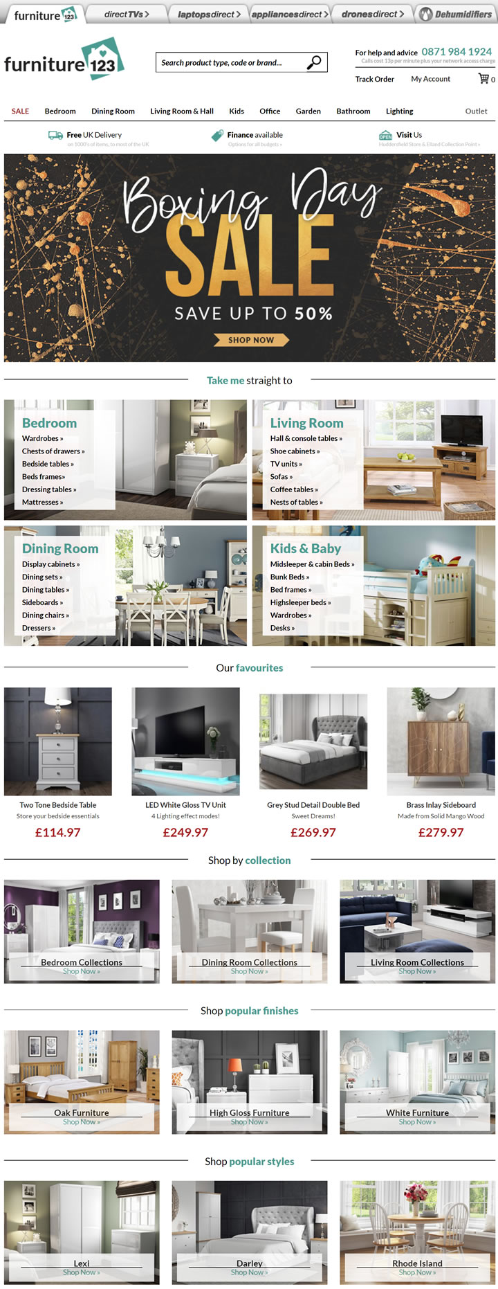 英国家庭家具、照明和花园家具购物网站：Furniture 123