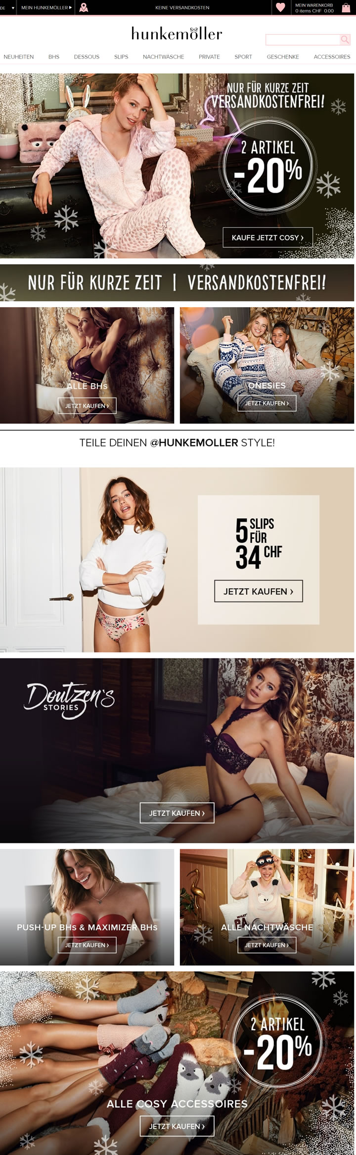 Hunkemöller瑞士网上商店：欧洲最大的内衣品牌之一