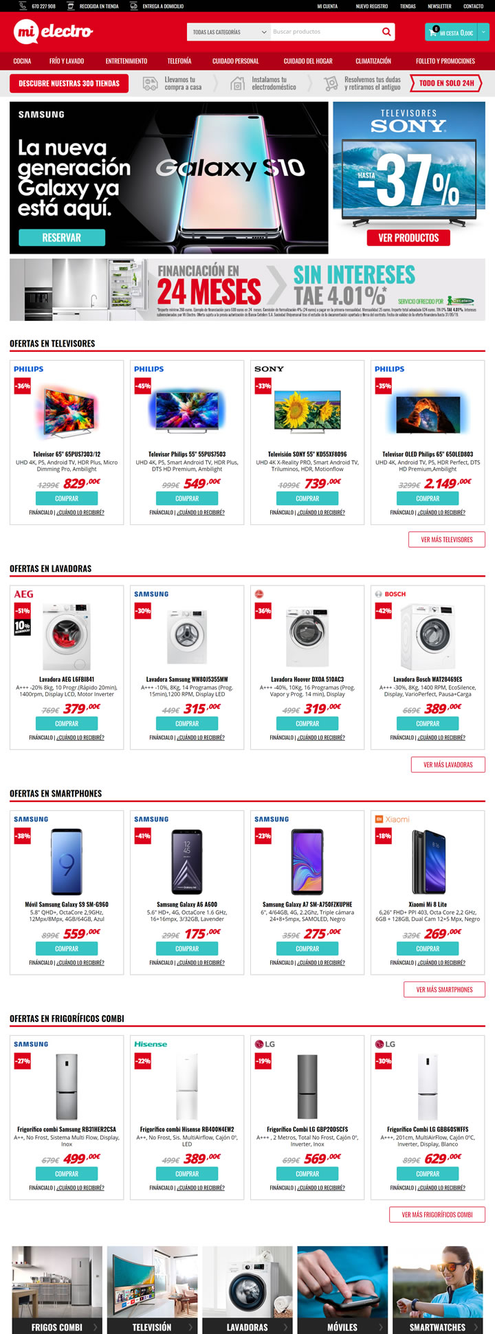 西班牙家用电器和电子产品购物网站：Mi Electro