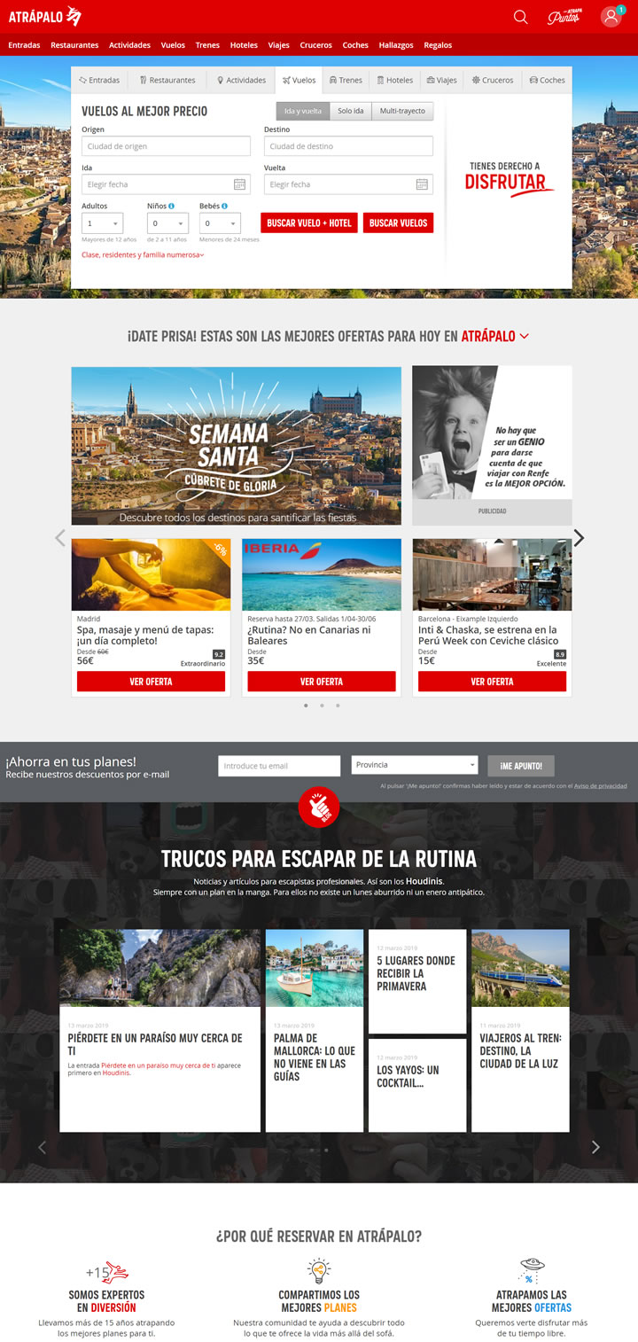 西班牙旅游网站：ATRÁPALO西班牙