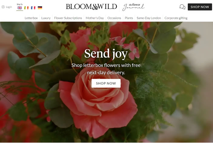 英国信箱在线鲜花速递公司：Bloom & Wild