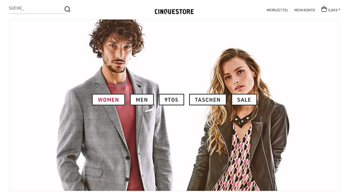 Cinque网上商店：德国服装品牌