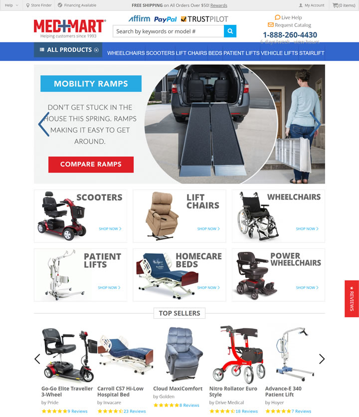 美国中西部家用医疗设备商店：Med Mart（轮椅、踏板车、升降机等）