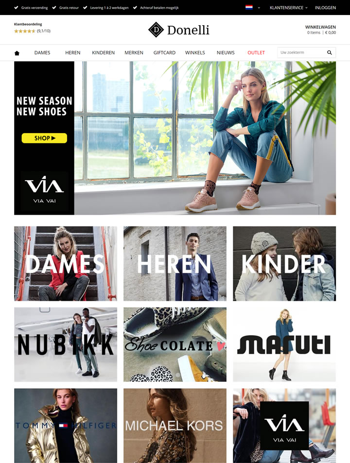 荷兰鞋类购物网站：Donelli