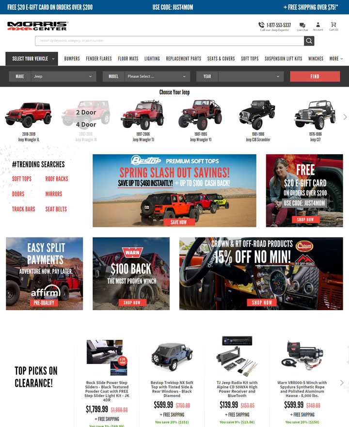 美国Jeep配件购物网站：Morris 4×4 Center