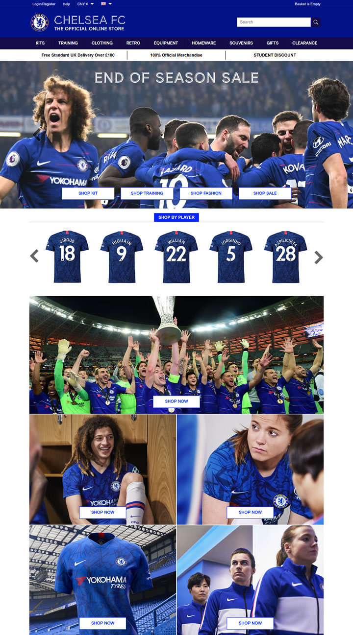 切尔西足球俱乐部官方网上商店：Chelsea FC