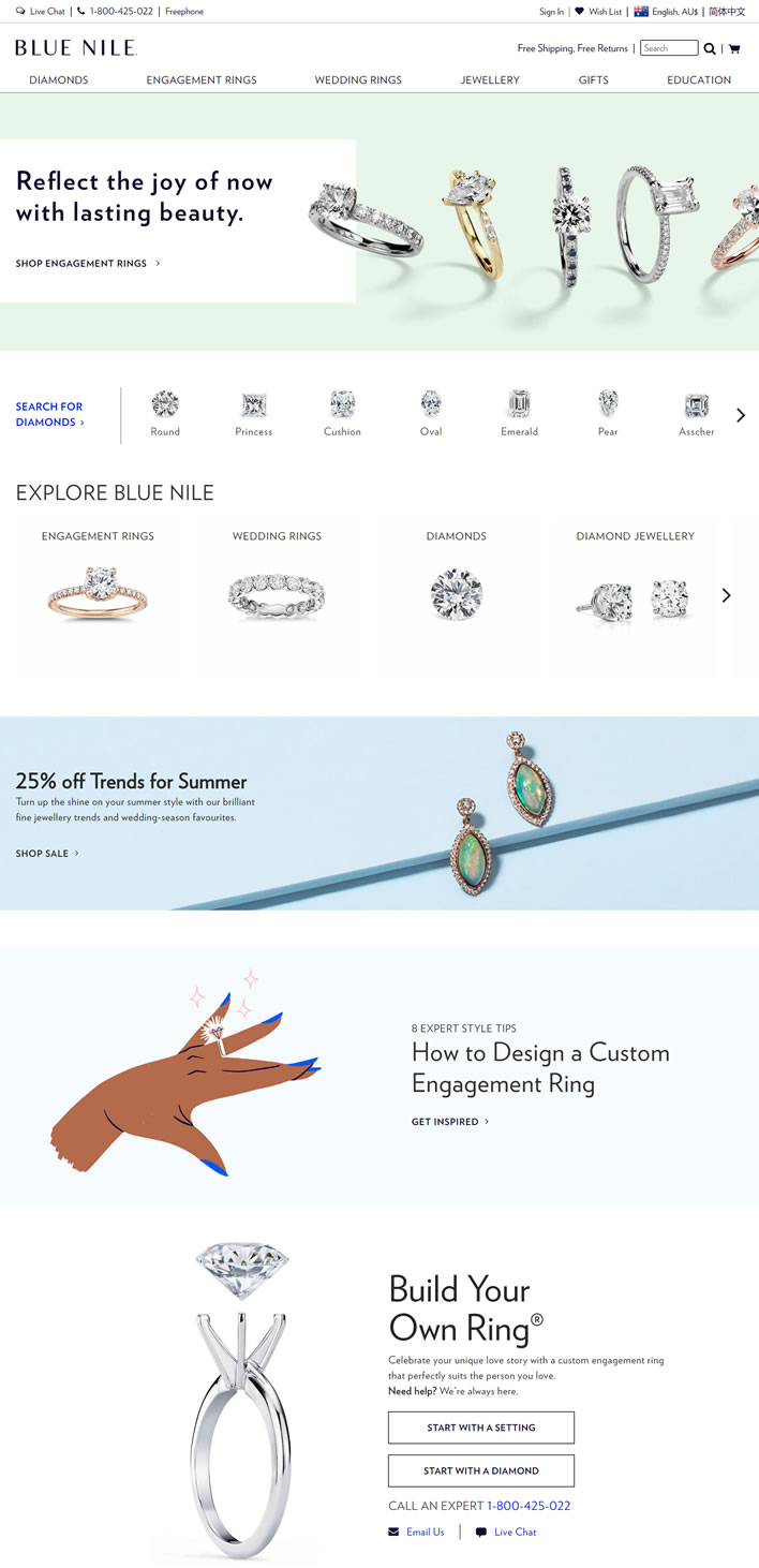 Blue Nile澳大利亚官网：全球知名的钻石和珠宝网络零售商