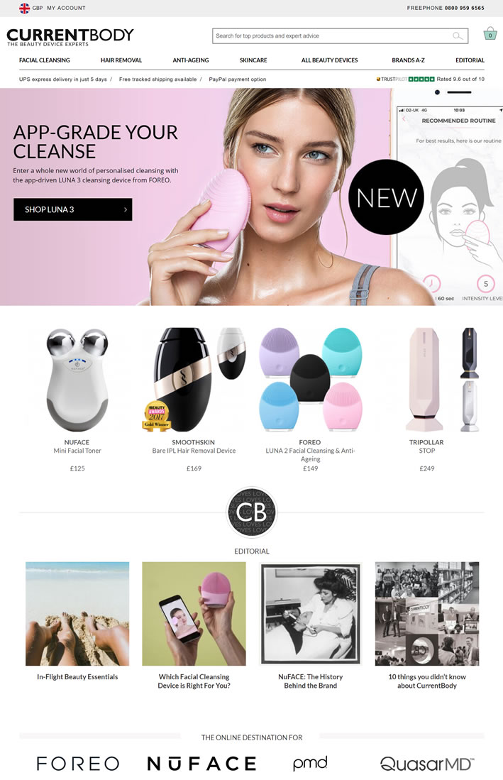 英国健康和美容技术产品购物网站：CurrentBody