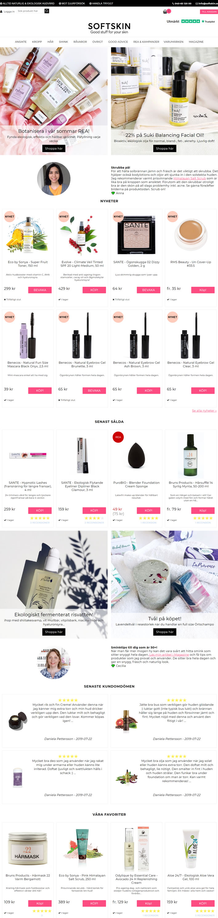 瑞典有机护肤、护发和化妆购物网站：Softskin