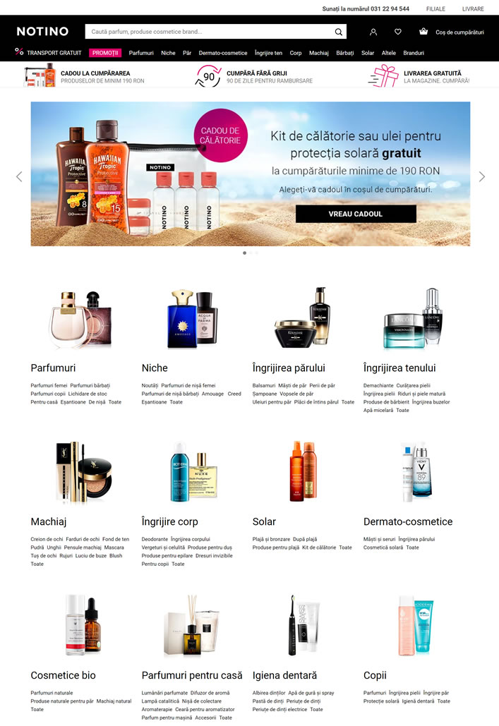Notino罗马尼亚网站：购买香水和化妆品