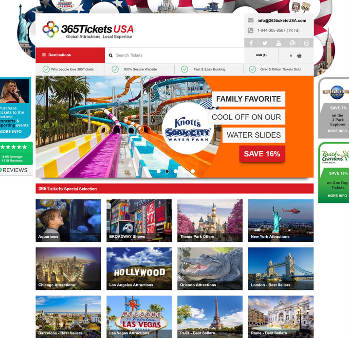365 Tickets美国：景点门票、主题公园、旅游门票价格