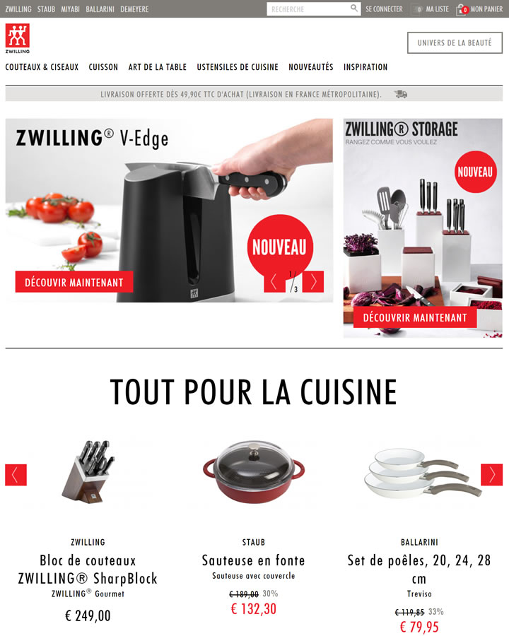 ZWILLING双立人法国网上商店：德国刀具锅具厨具品牌