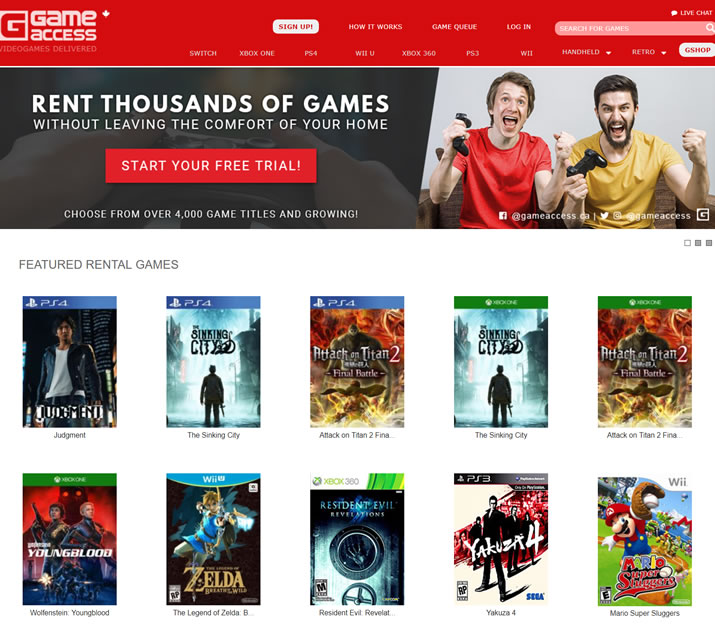 在加拿大在线租赁和购买电子游戏：Game Access