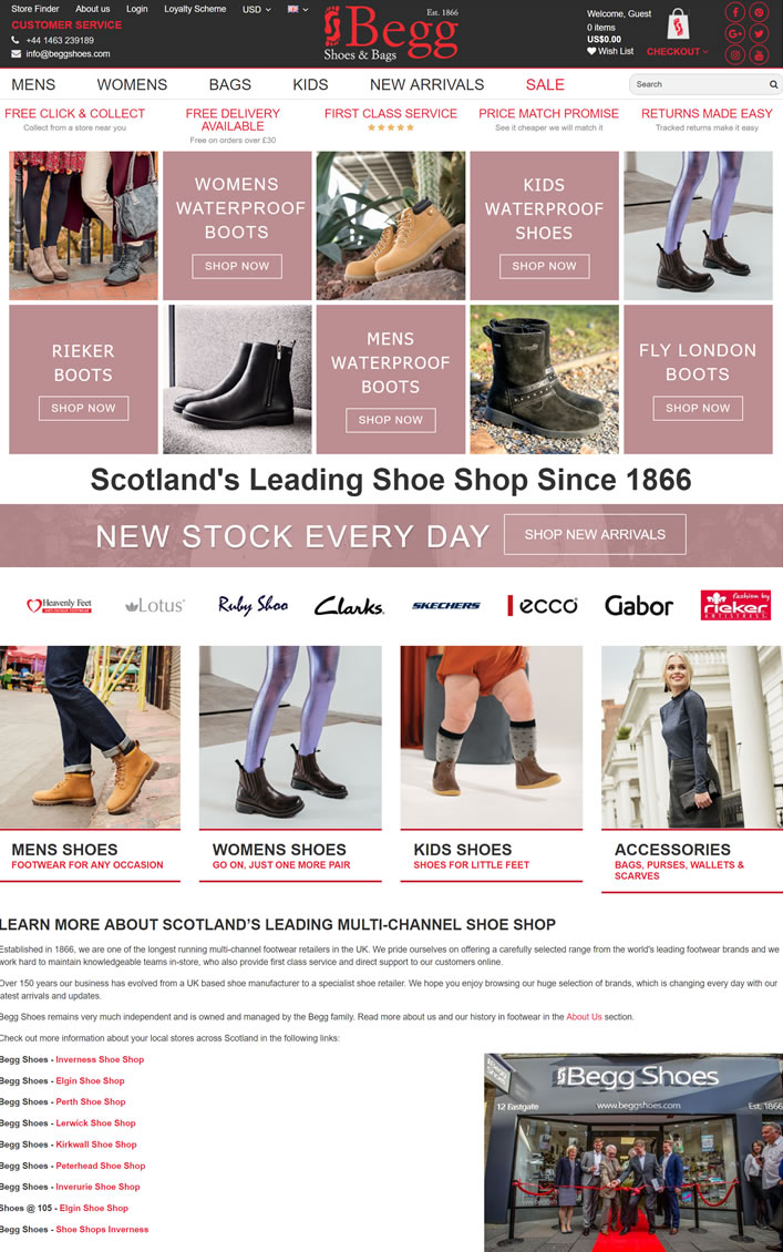 苏格兰领先的多渠道鞋店：Begg Shoes