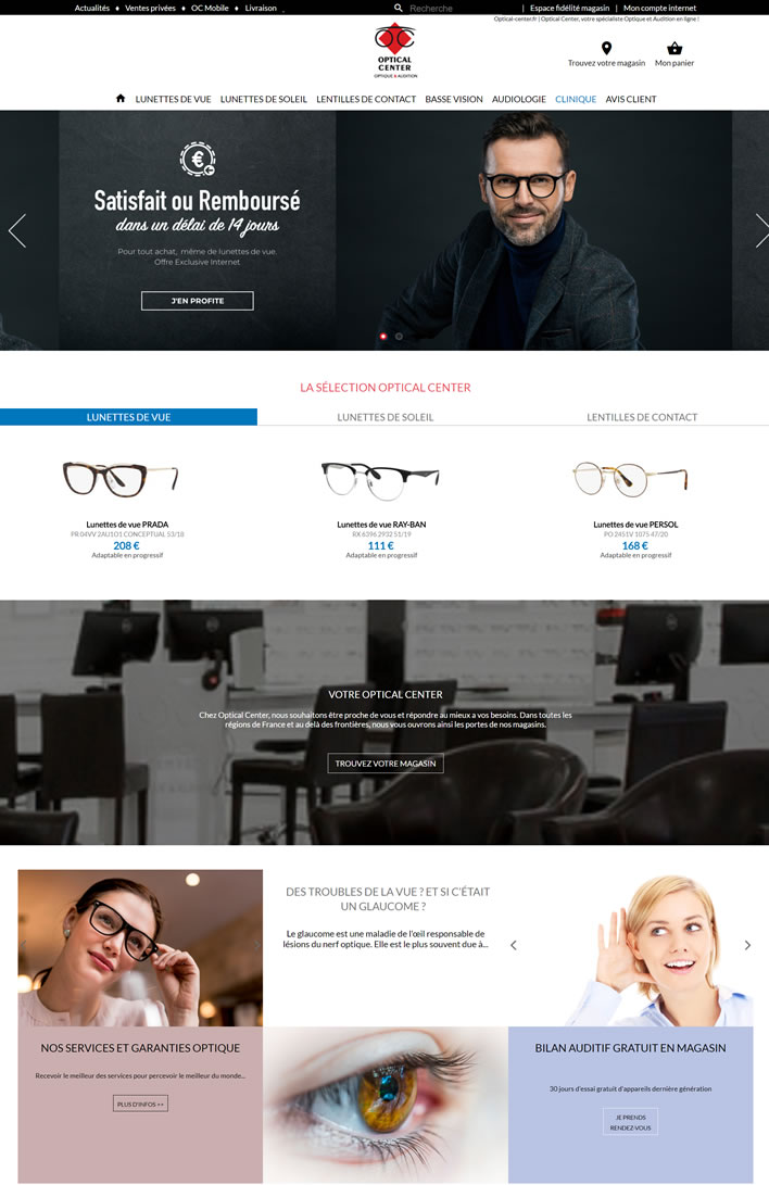 法国购买隐形眼镜和眼镜网站：Optical Center