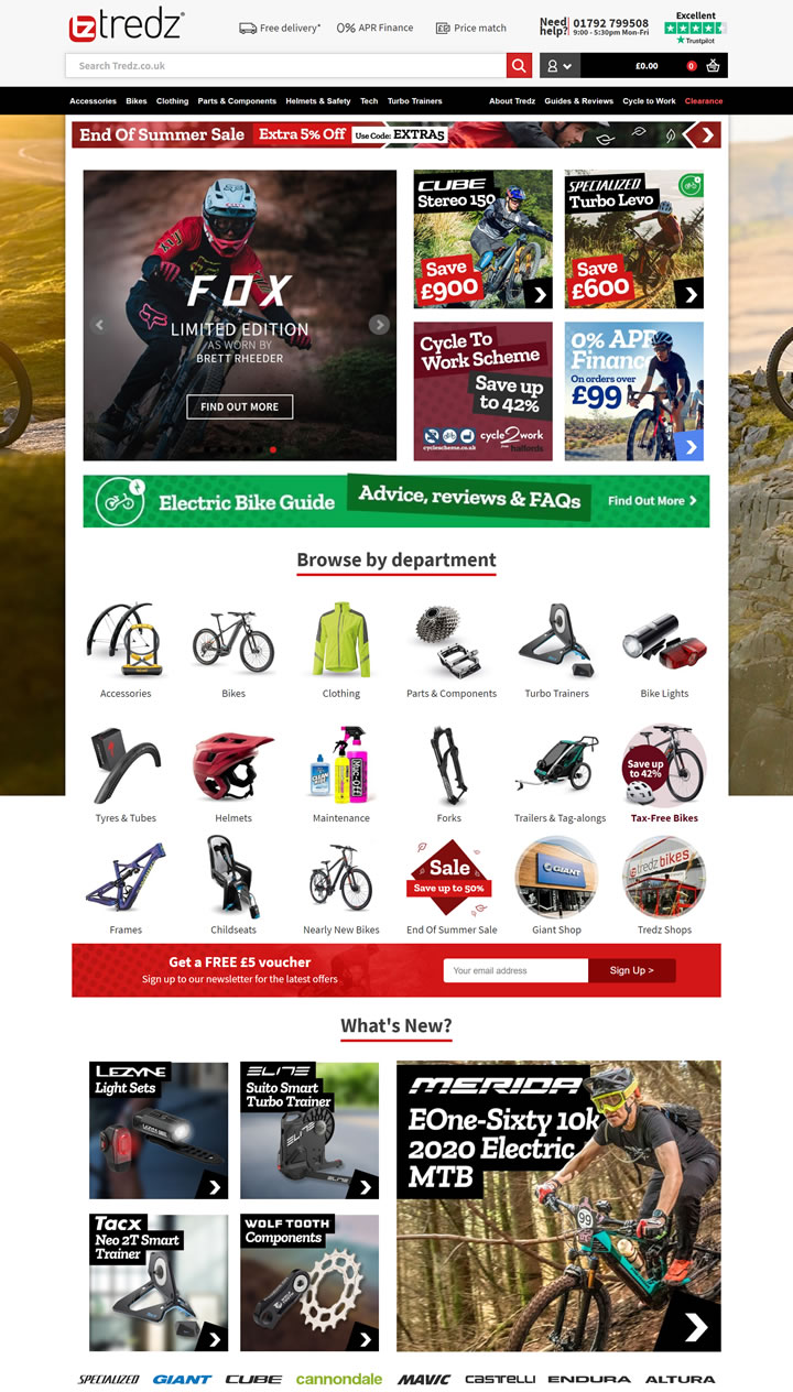 英国网上自行车商店：Tredz Bikes