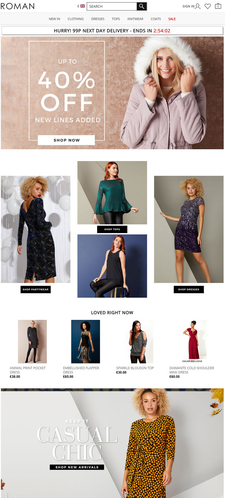 英国最受欢迎的平价女士时装零售商：Roman Originals