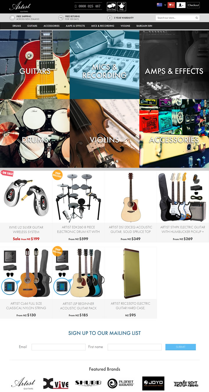Artist Guitars New Zealand: Buy Guitars Online