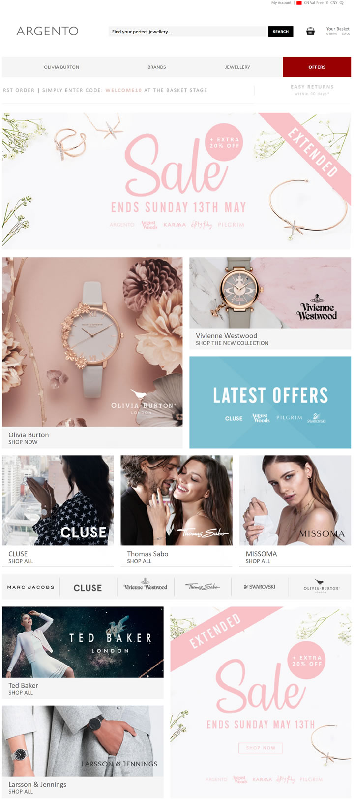 Global Online Jewellery and Watch Retailer：Argento