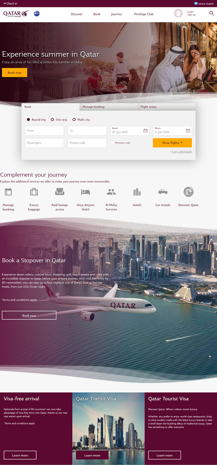 Qatar Airways Official Site: Book Flights with a World-class Airline