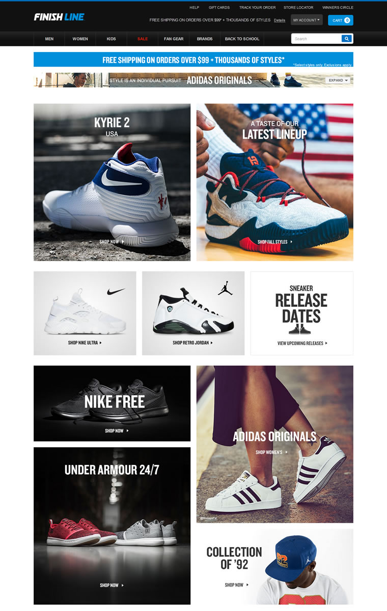 Finishline官网：美国一家领先的运动品牌鞋类、服装零售商