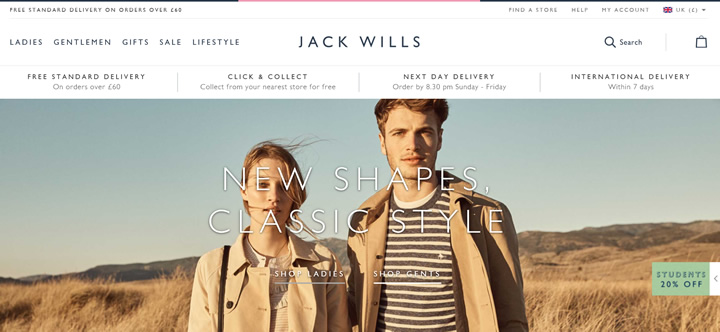英国学院风服装品牌：Jack Wills