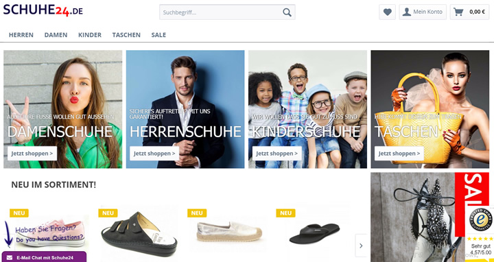 德国最大的网上鞋店之一：Schuhe24.de