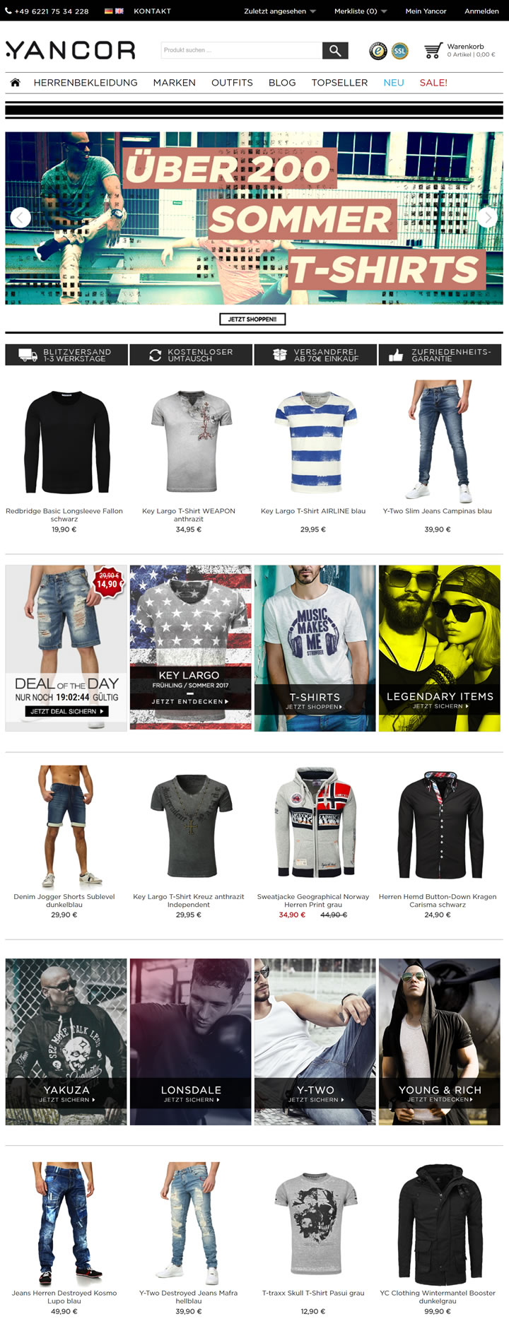 德国男士街头服装网上商店：Yancor