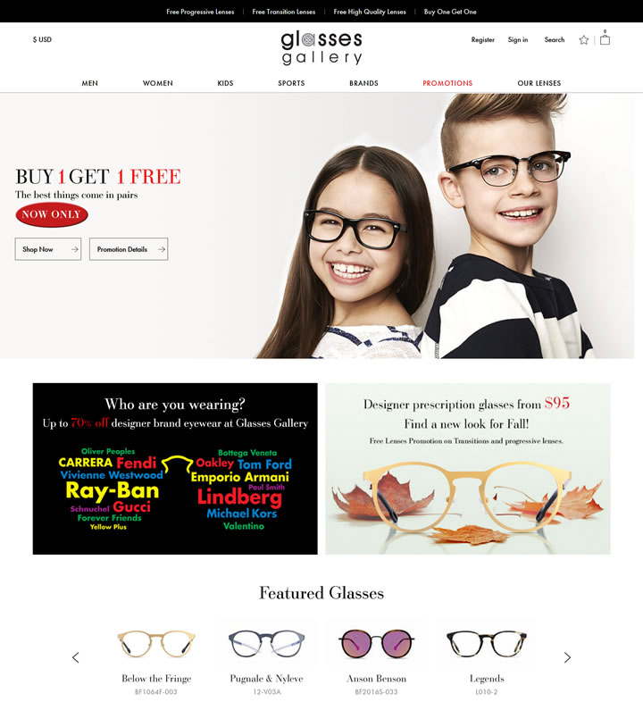 美国独家设计师眼镜在线光学商店：Glasses Gallery