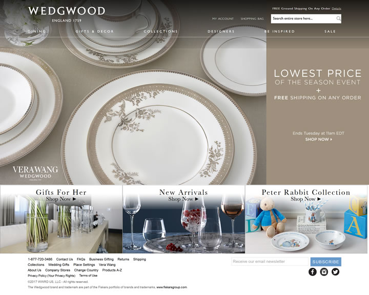 Wedgwood美国官网：英国骨瓷，精美礼品及家居装饰
