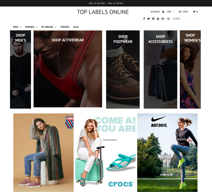 英国女士和男士时尚服装网上购物：Top Labels Online