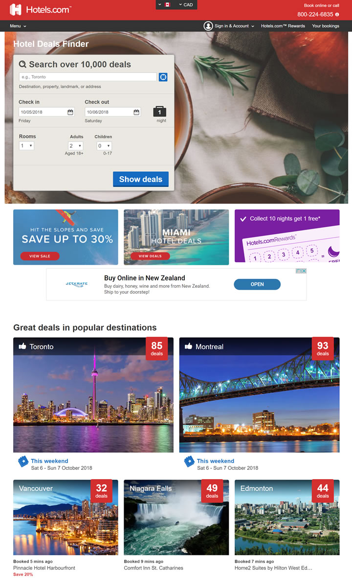 Hotels.com加拿大：领先的在线住宿网站