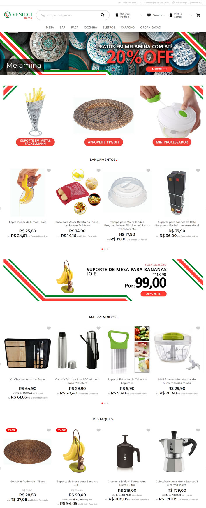 巴西厨房用品购物网站：Venicci
