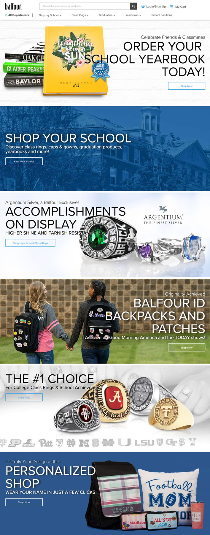 美国班级戒指、帽子和礼服、毕业产品、年鉴：Balfour