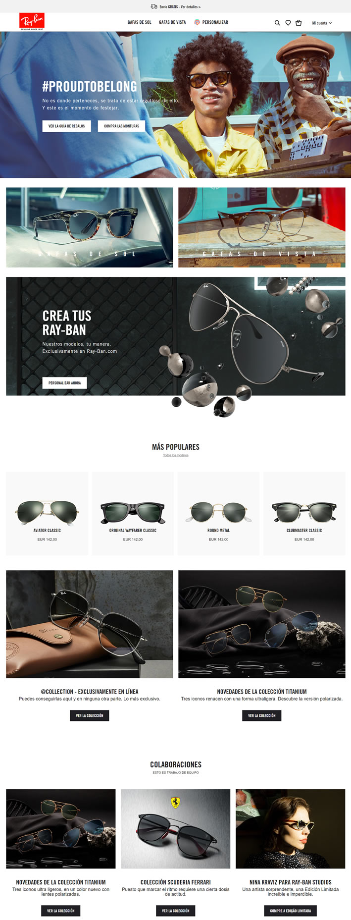 Ray-Ban雷朋西班牙官网：全球领先的太阳眼镜品牌